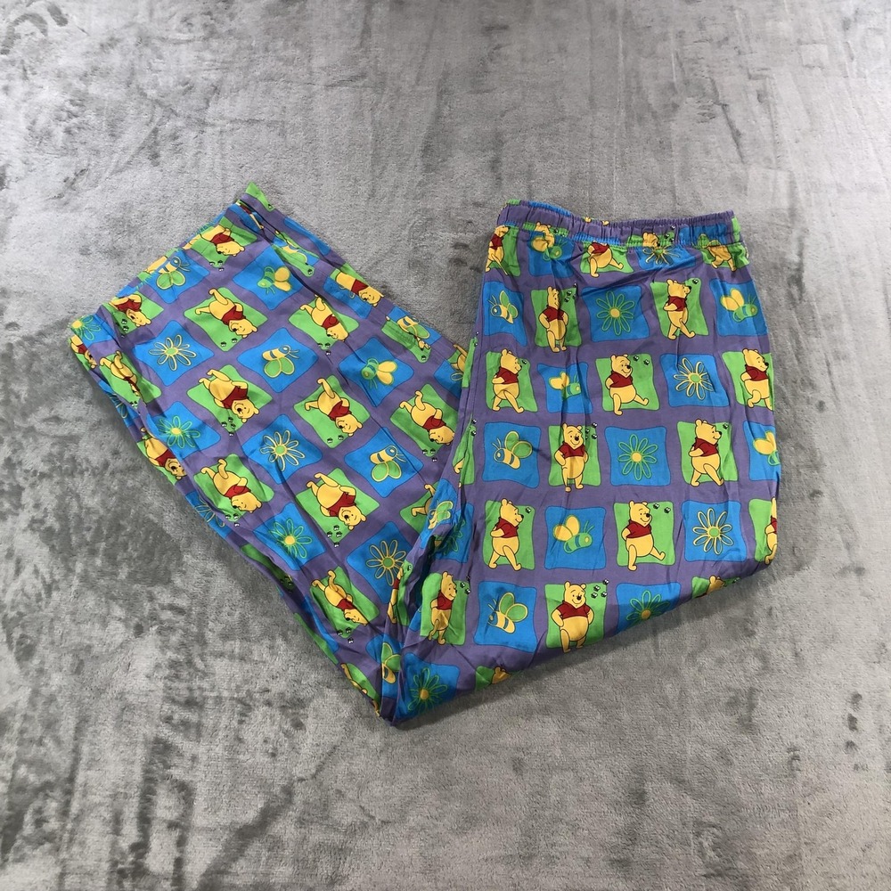 Disney Winnie The Pooh Pajama Pants Womens 1X Purple Print Cartoon Sleepwear